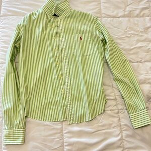 Ralph Lauren Green Striped Women's Button Down Shirt